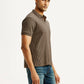 Men's Textured Brown Slim Fit Polo T-shirt - Side View