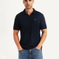 Men's Textured Navy Slim Fit Polo T-shirt - Styleshot View