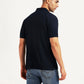 Men's Textured Navy Slim Fit Polo T-shirt - Back View