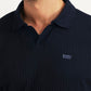 Men's Textured Navy Slim Fit Polo T-shirt - Detail View