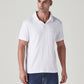 Men's Textured White Ribbed Polo T shirt - Front View