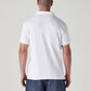 Men's Textured White Ribbed Polo T shirt - Back View