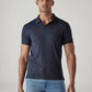 Men's Textured Navy Ribbed Polo T-Shirt - Front View