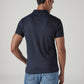 Men's Textured Navy Ribbed Polo T-Shirt - Back View