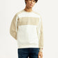 Men's Colorblock Cream Crew Neck Sweatshirt - Front View