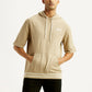 Men's Solid Beige Hooded Sweatshirt - Styleshot View