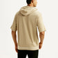 Men's Solid Beige Hooded Sweatshirt - Back View