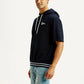 Men's Solid Navy Hooded Sweatshirt - Side View
