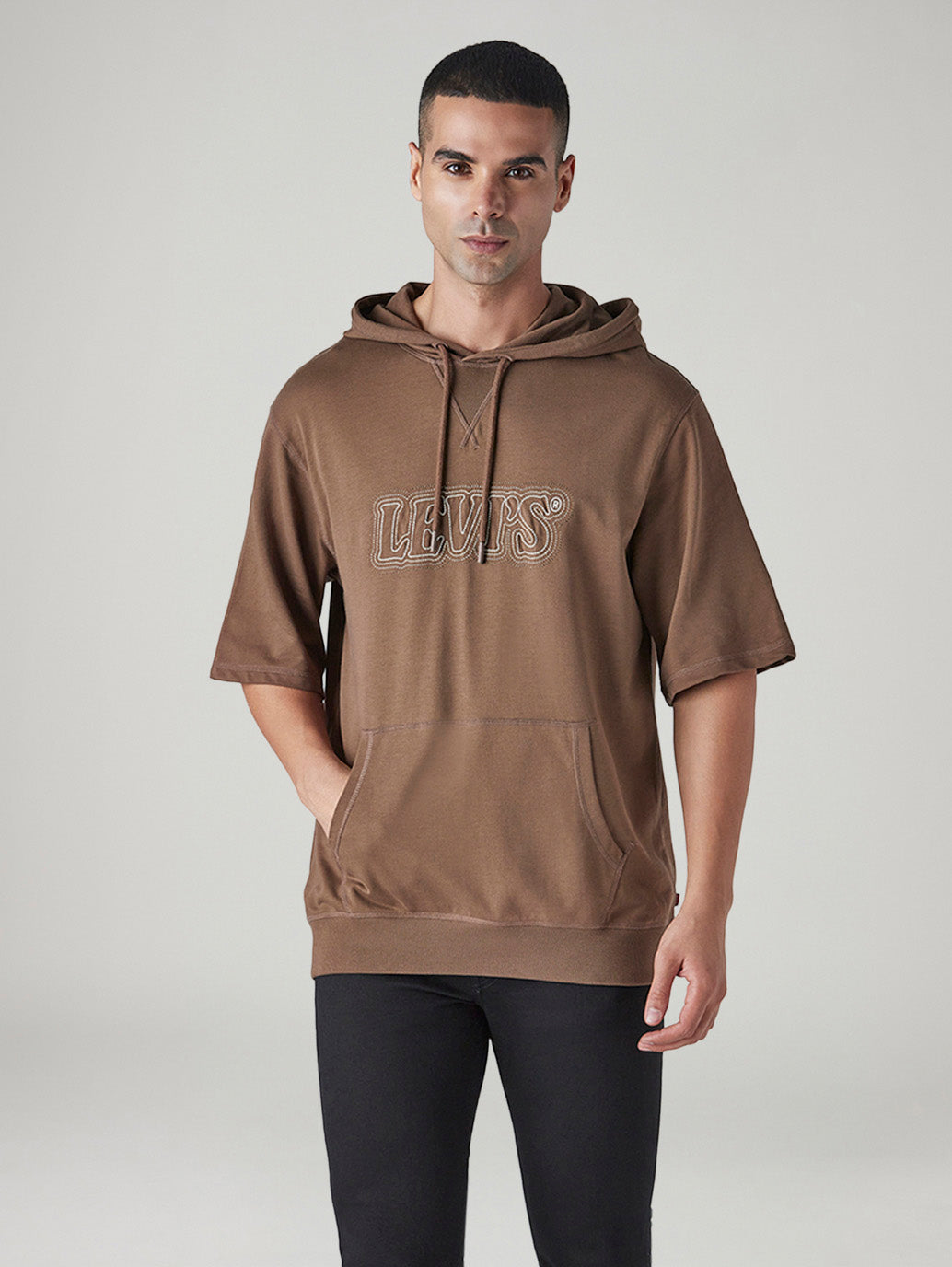 Men's Embroidered Loose Fit Sweatshirt - Front View