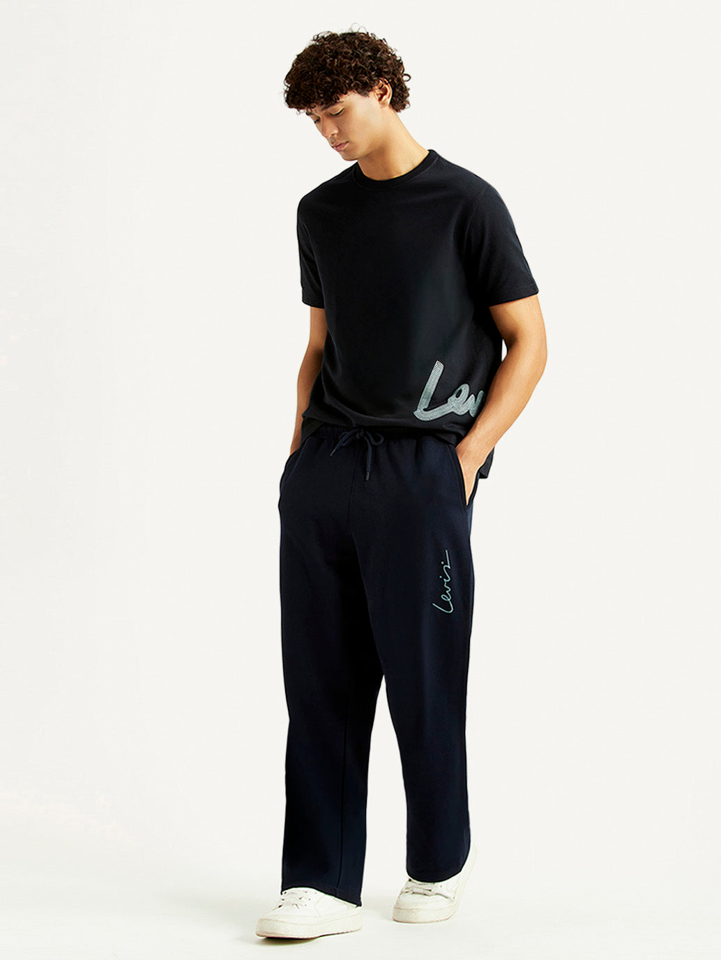 Men's Navy Regular Fit Joggers - Styleshot View