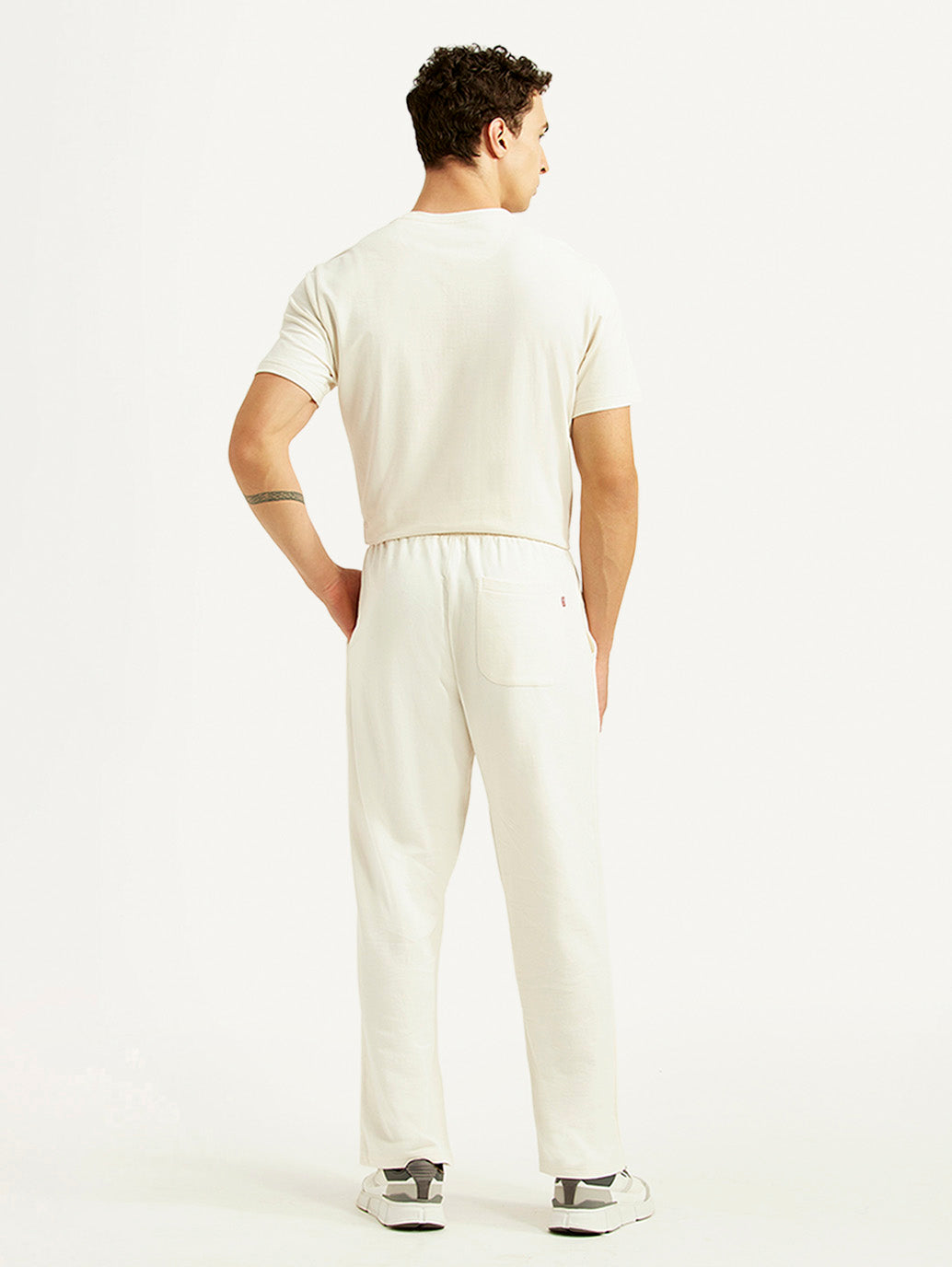 Men's Off White Regular Fit Joggers - Back View