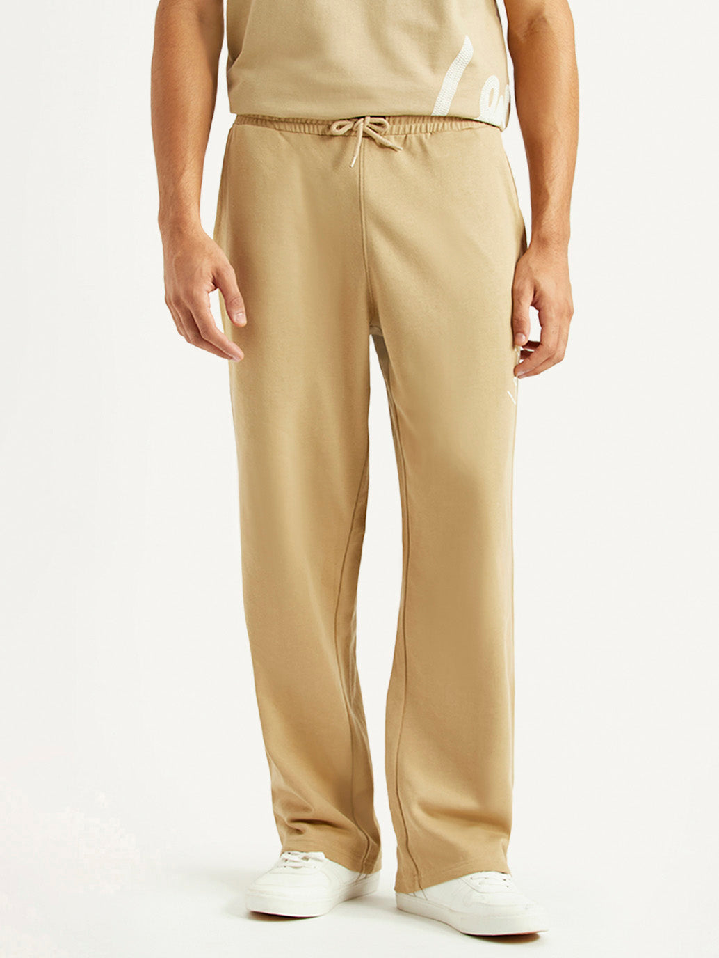 Men's Beige Regular Fit Joggers - Front View
