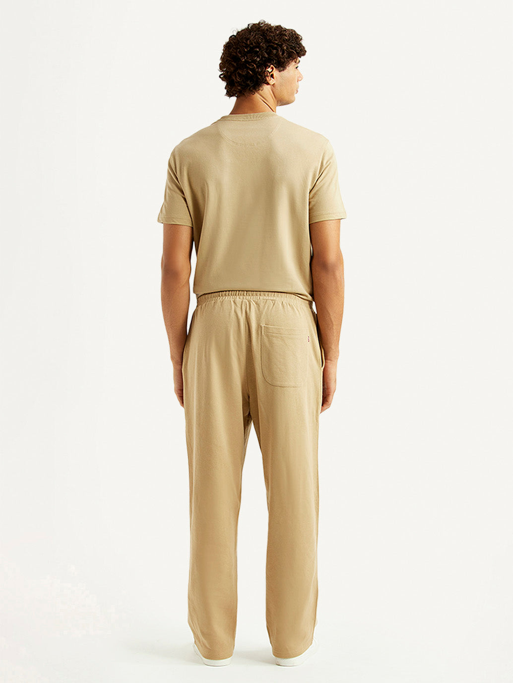 Men's Beige Regular Fit Joggers - Back View