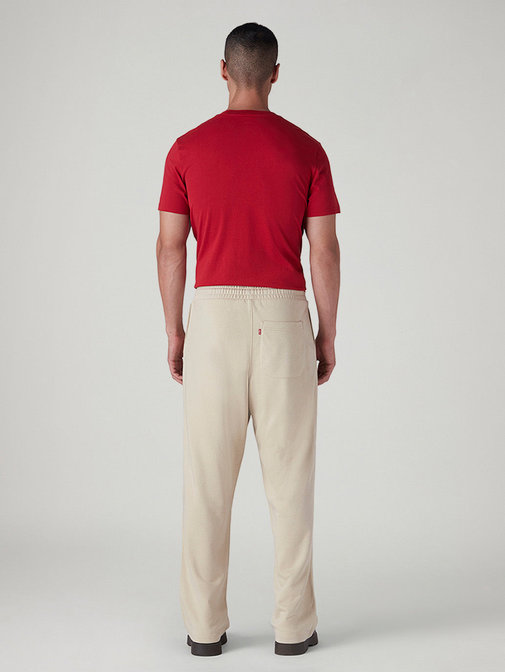 Men's Beige Regular Fit Mid Rise Joggers - Back View