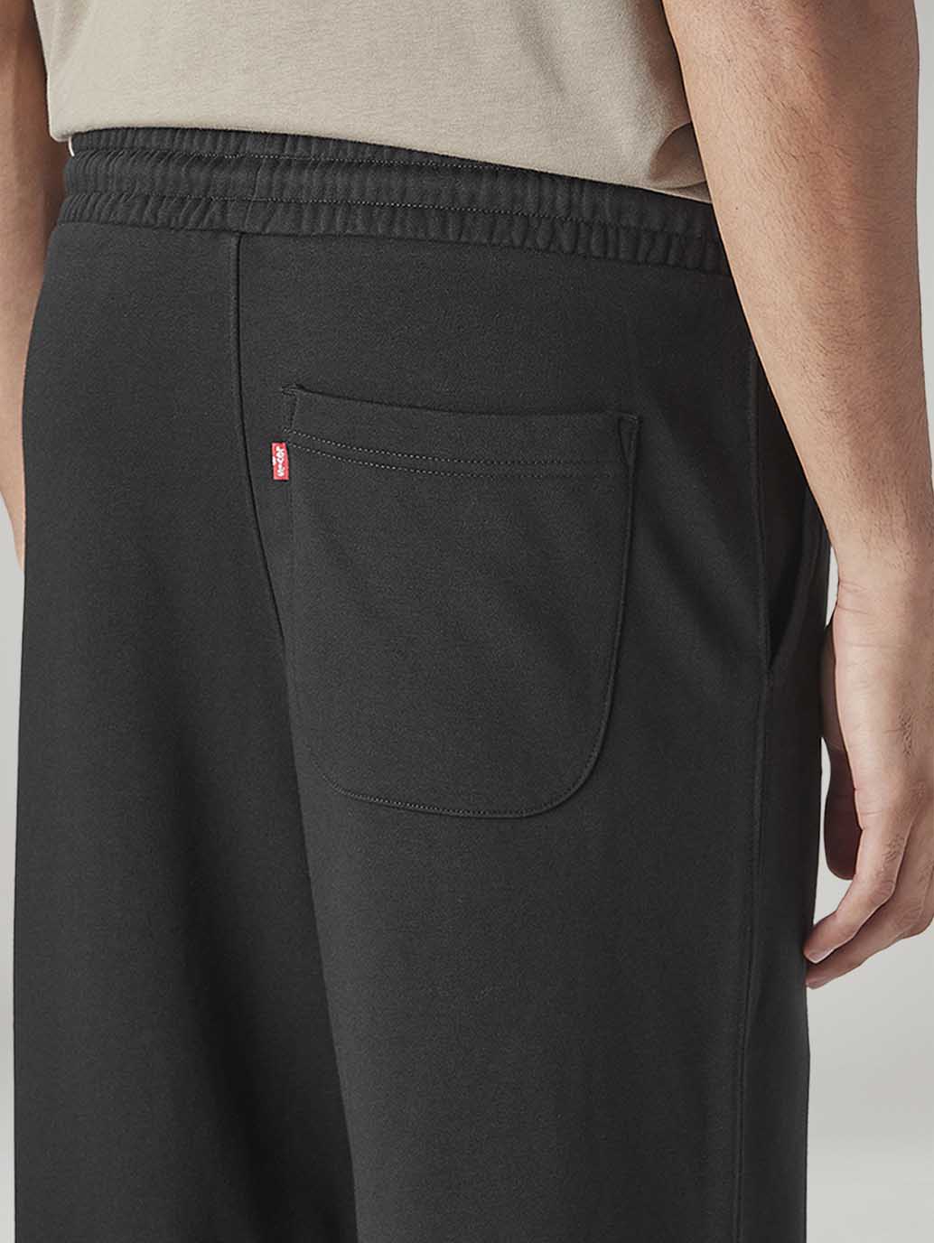 Men's Black Regular Fit Mid Rise Joggers - Detail View