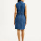 Women's Solid Blue Notched Lapel Dress - Back View