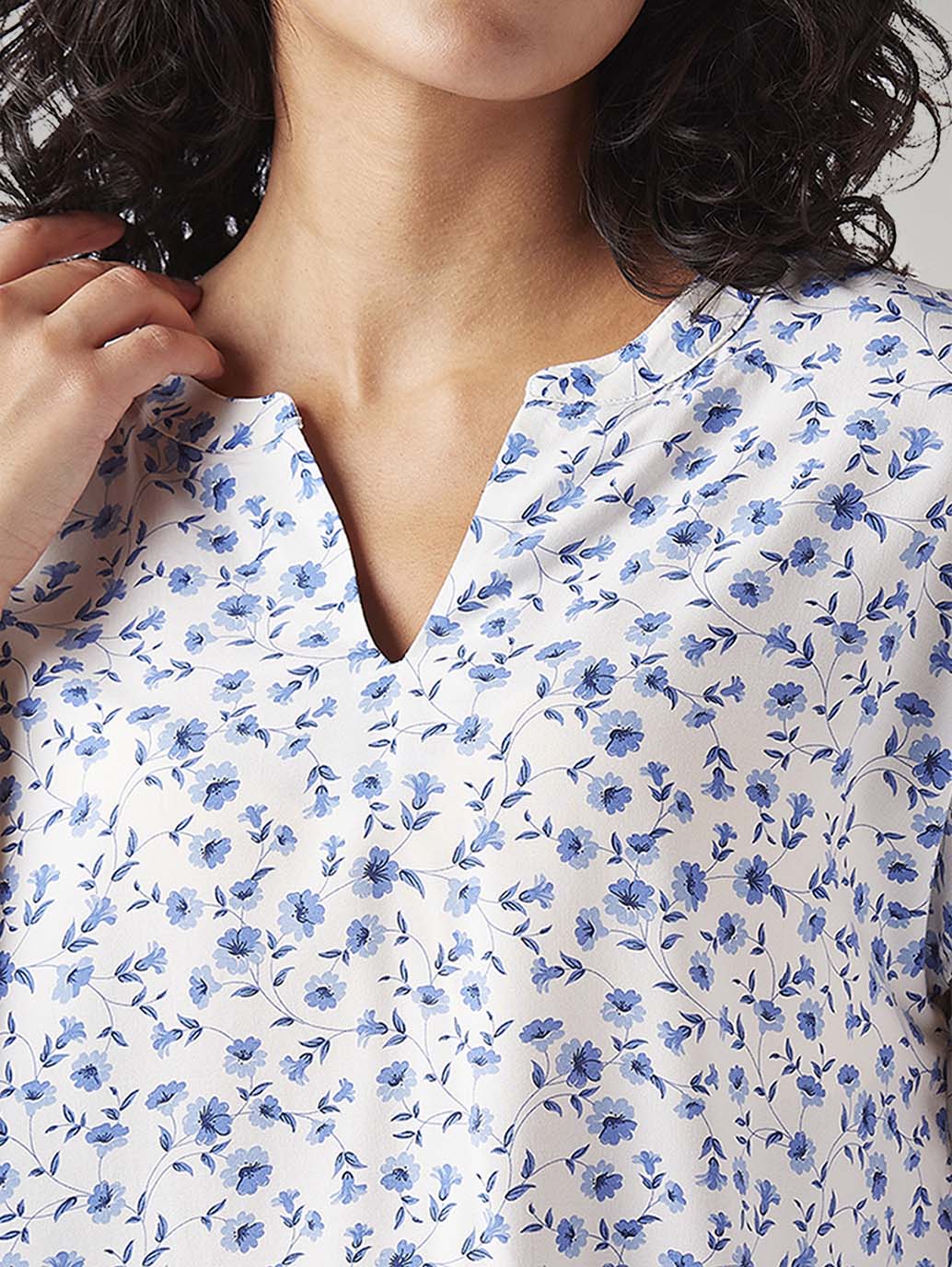 Women's Floral Regular Fit Top - Detail View