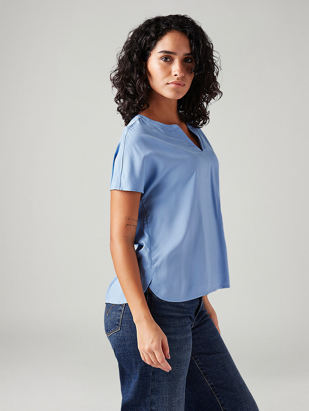 Women's Solid Relaxed Fit Top - Side View