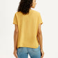 Women's Solid Mustard Split Neck Top - Back View