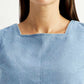 Women's Solid Light Blue Square Neck Top - Detail View