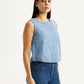 Women's Solid Light Blue Square Neck Top - Side View