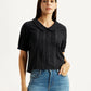 Women's Lace Black Peter Pan Collar Top - Styleshot View