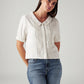 Women's Solid White Peter Pan Collar Shirt - Styleshot View