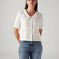 Women's Solid White Peter Pan Collar Shirt - Front View