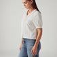 Women's Solid White Peter Pan Collar Shirt - Side View