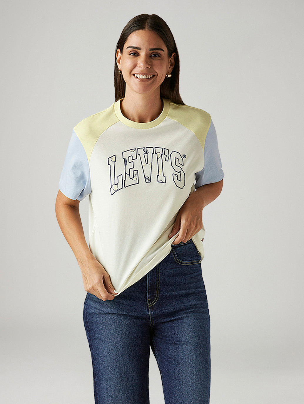 Women's Brand Logo Off White Relaxed Fit T-shirt - Styleshot View