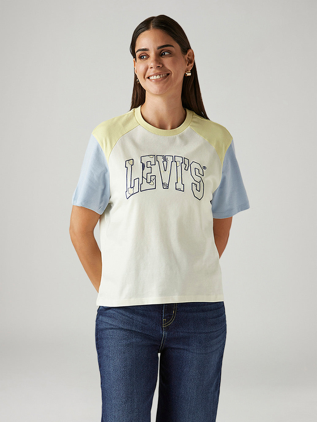 Women's Brand Logo Off White Relaxed Fit T-shirt