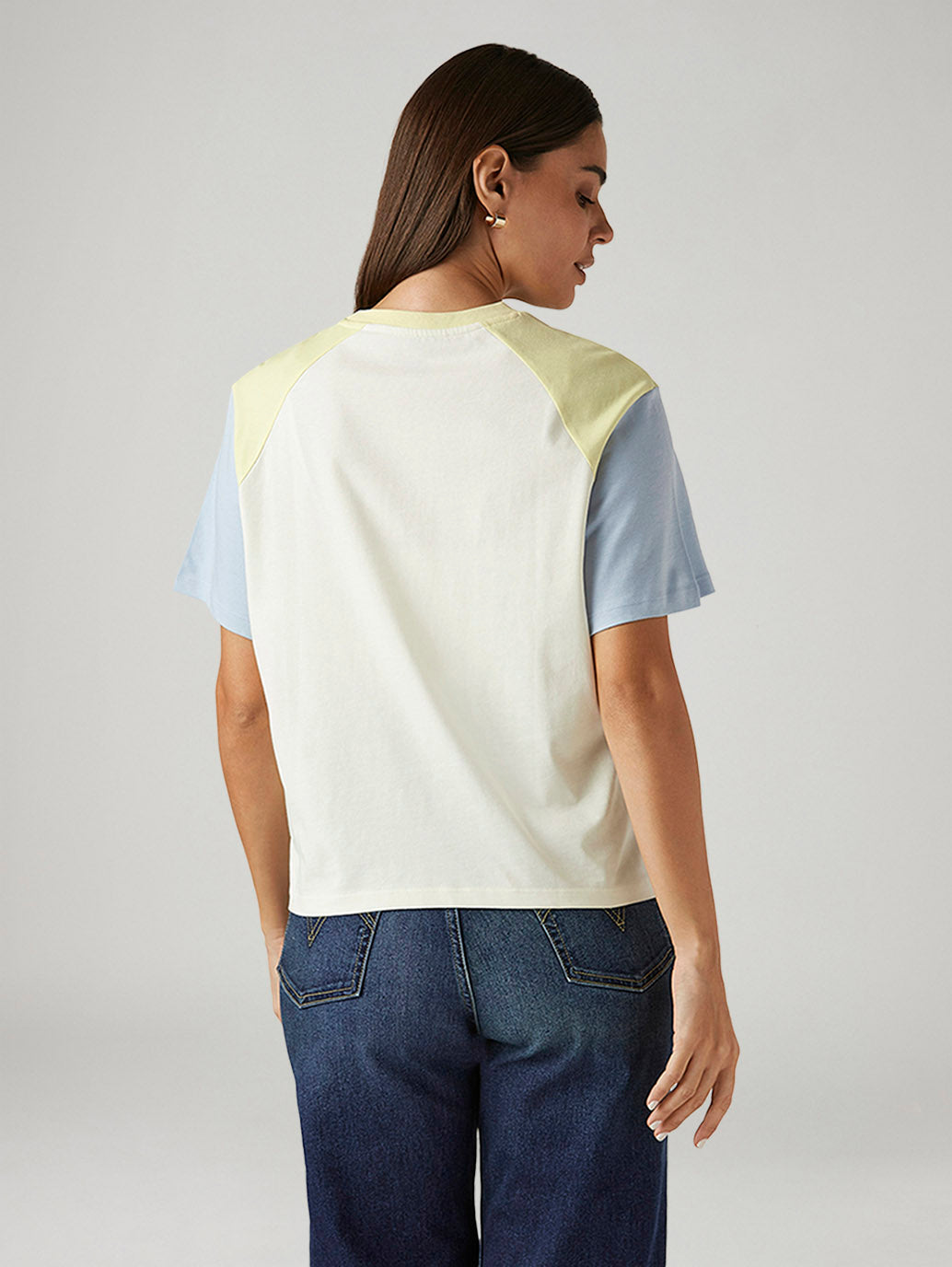 Women's Brand Logo Off White Relaxed Fit T-shirt - Back View