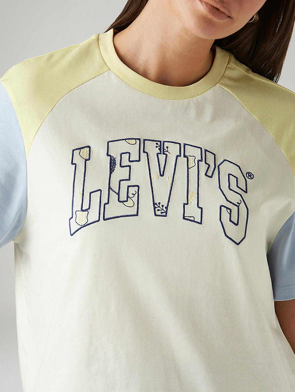 Women's Brand Logo Off White Relaxed Fit T-shirt - Detail View