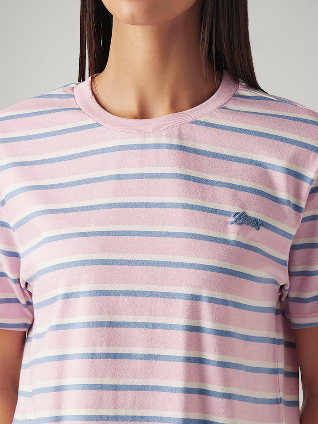 Women's Striped Relaxed Fit T-Shirt - Detail View