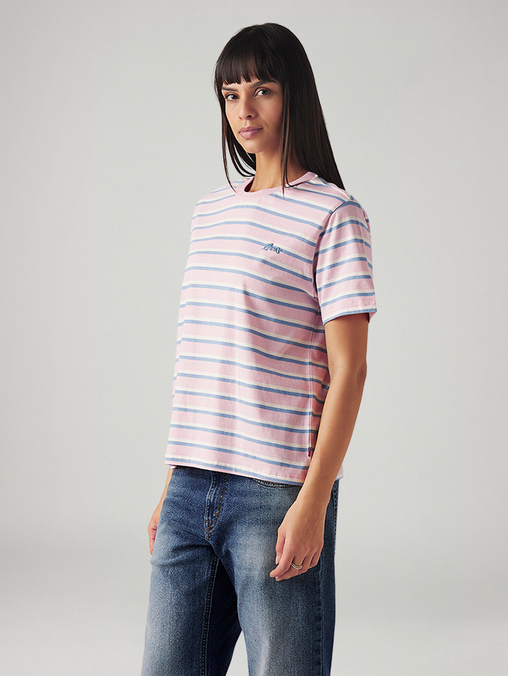 Women's Striped Relaxed Fit T-Shirt - Side View