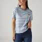 Women's Striped Light Blue Relaxed Fit T-shirt - Styleshot View