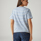 Women's Striped Light Blue Relaxed Fit T-shirt - Back View