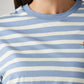 Women's Striped Light Blue Relaxed Fit T-shirt - Detail View