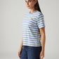 Women's Striped Light Blue Relaxed Fit T-shirt - Side View
