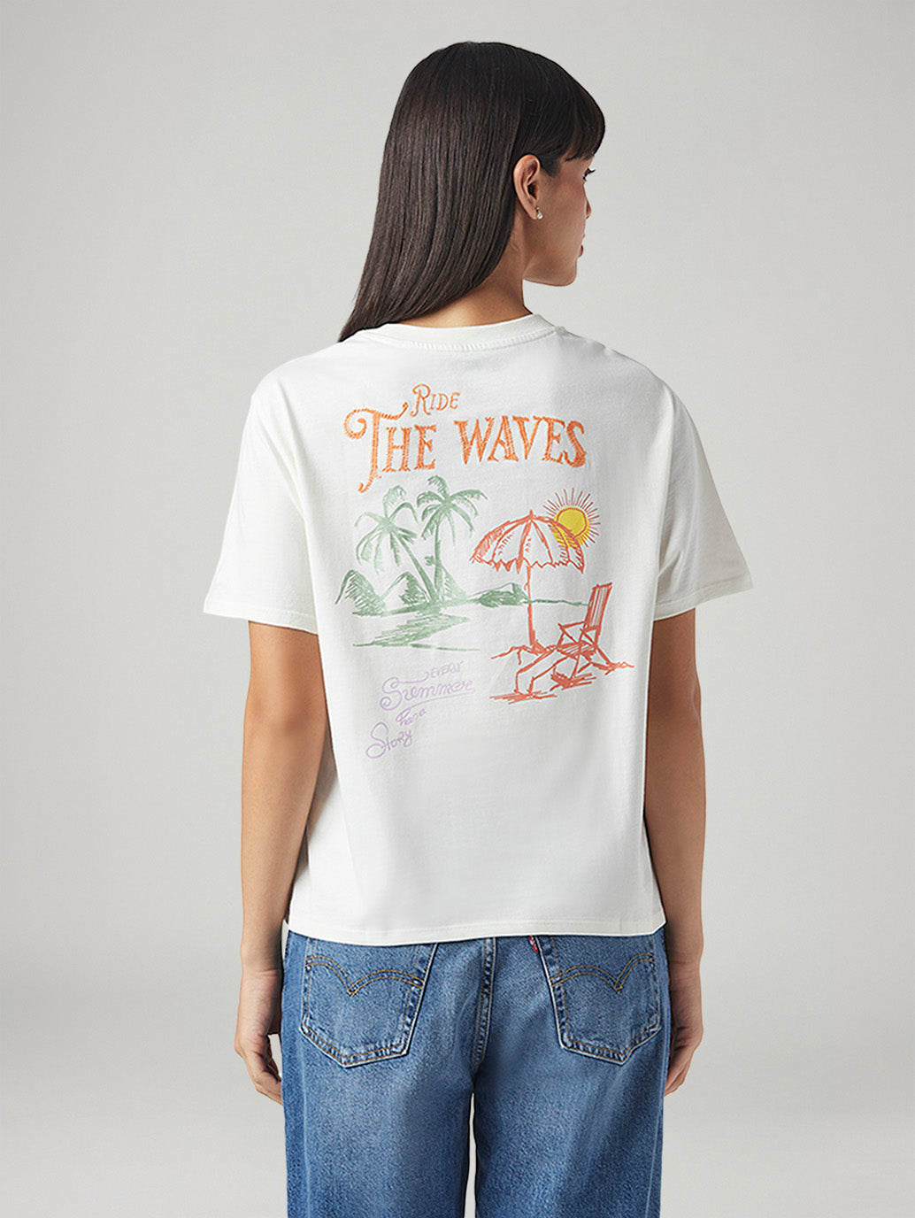 Women's Graphic Print Relaxed Fit T-Shirt - Back View