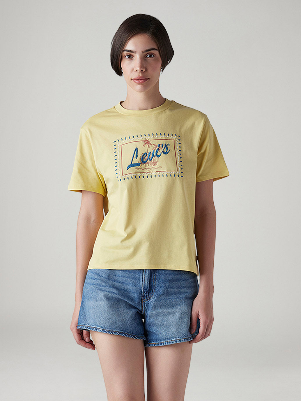 Women's Embroidered Relaxed Fit T-Shirt - Front View