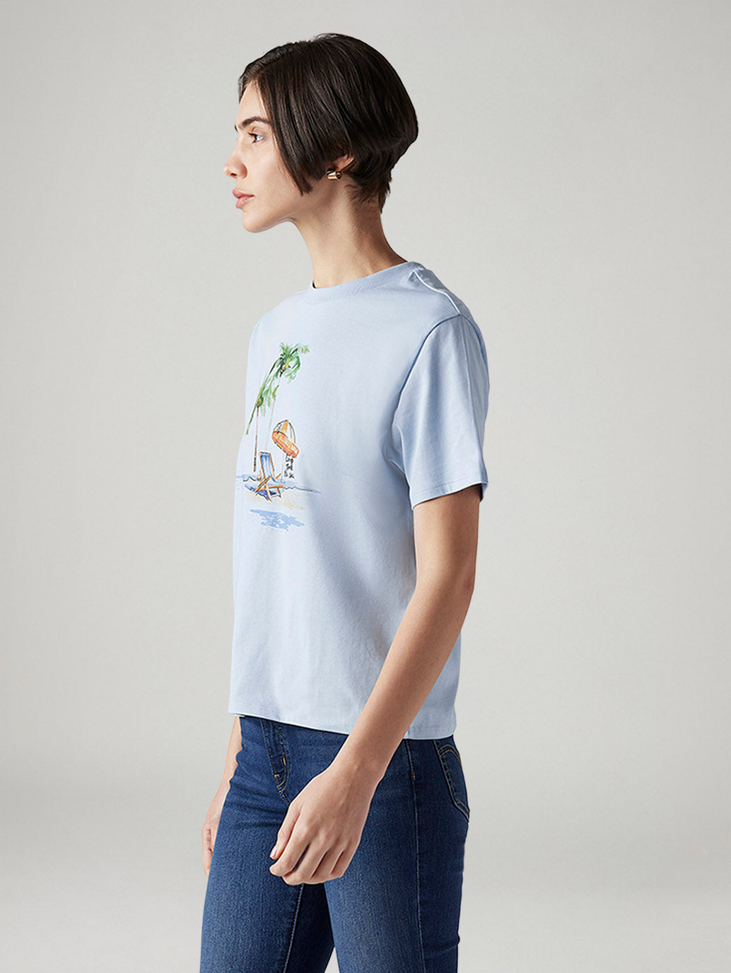 Women's Graphic Print Relaxed Fit T-Shirt - Side View