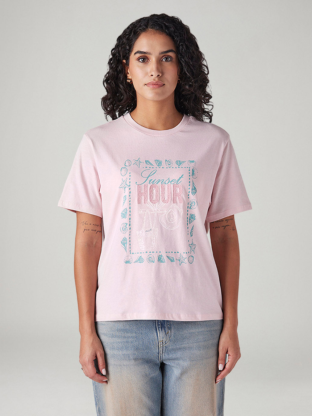 Women's Graphic Print Relaxed Fit T-Shirt - Front View