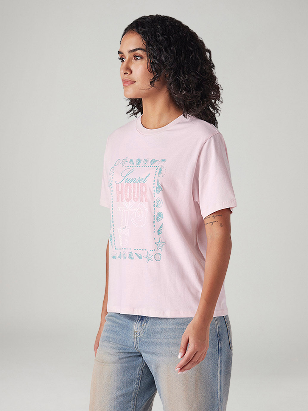 Women's Graphic Print Relaxed Fit T-Shirt - Side View