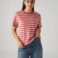 Women's Striped Red Relaxed Fit T-shirt - Styleshot View
