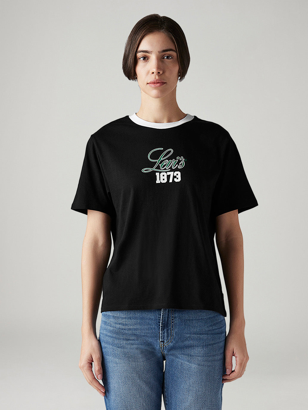 Women's Typography Printed Relaxed Fit T-Shirt - Front View