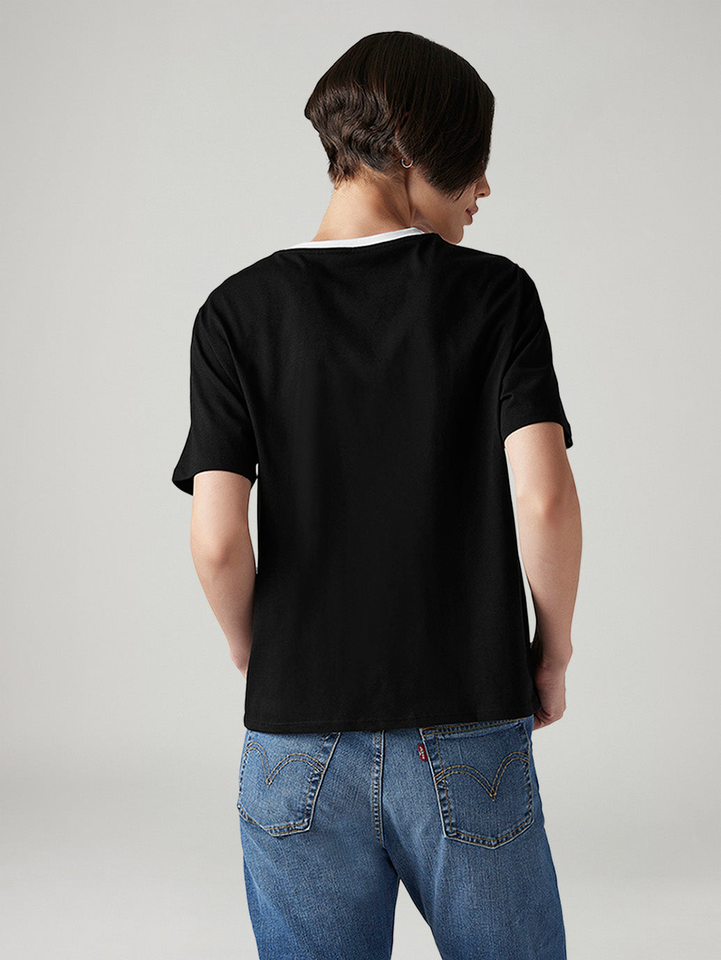 Women's Typography Printed Relaxed Fit T-Shirt - Back View