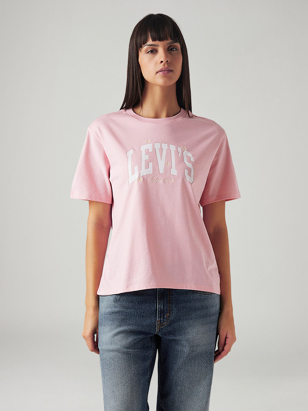 Women's Logo Printed Relaxed Fit T-Shirt - Front View