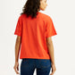 Women's Brand Logo Orange Relaxed Fit T-shirt - Back View