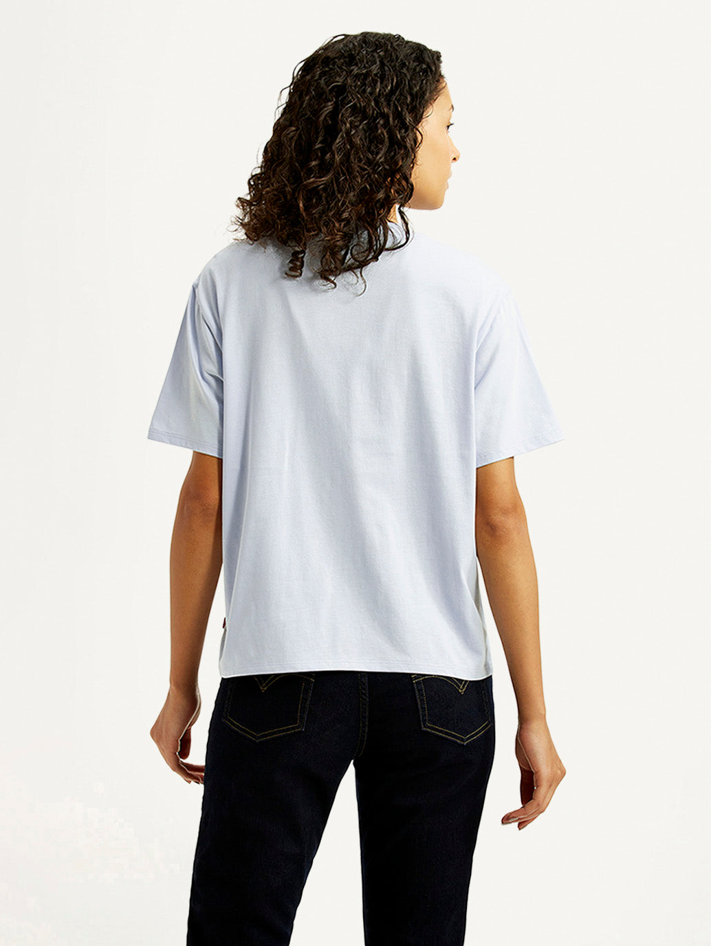 Women's Brand Logo Light Blue Relaxed Fit T-shirt - Back View